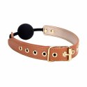 Blaze Elite Ball Gag Cognac - silikonowa kula, wegańska skora, regulacja