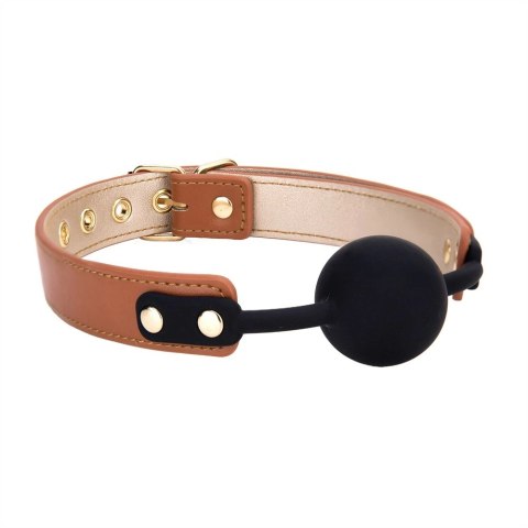Blaze Elite Ball Gag Cognac - silikonowa kula, wegańska skora, regulacja
