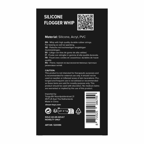 Blaze Silicone Flogger Whip Black - czarny bat z silikonu 25,6 cm