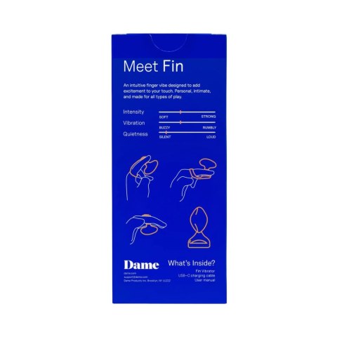 Dame Fin 2.0 - Wibrujący model na palec, ładowanie USB, wodoodporny