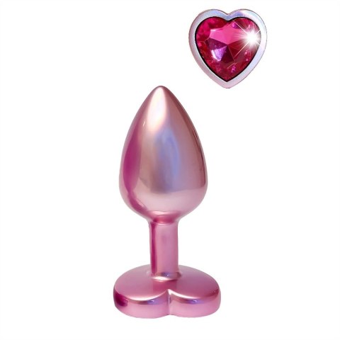 GLEAMING LOVE Pearl Pink Plug Small z kryształem, aluminium, 7,1 cm
