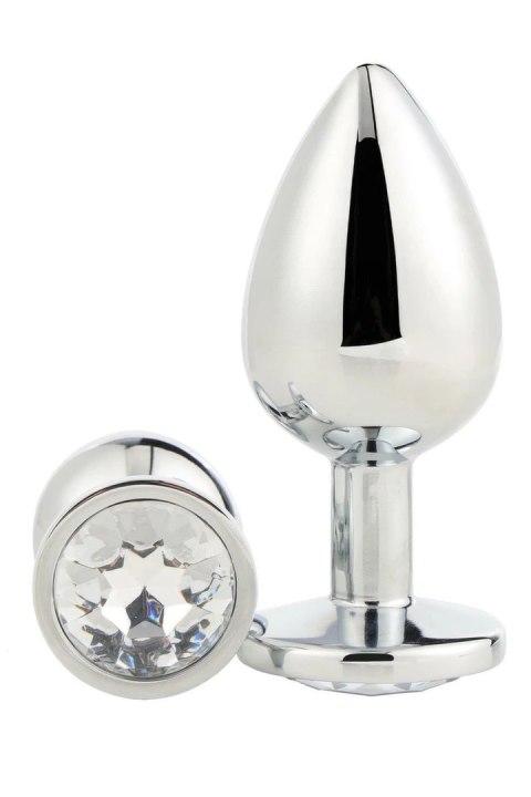 GLEAMING LOVE Silver Plug Medium z kryształem, aluminium 8,3 cm