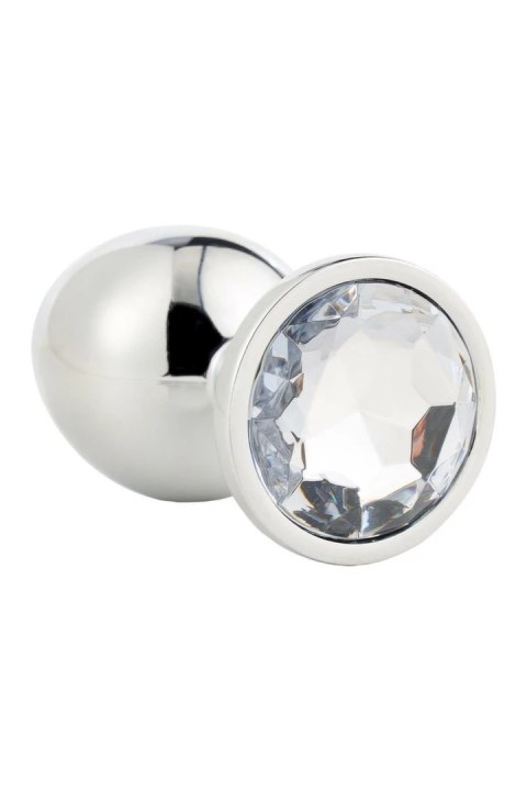 GLEAMING LOVE Silver Plug Medium z kryształem, aluminium 8,3 cm