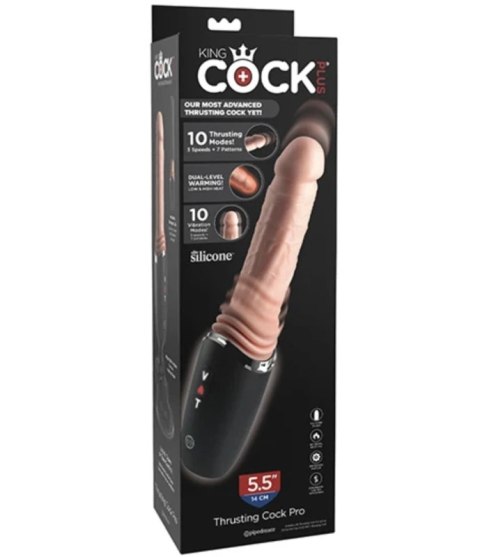 KING COCK PLUS Thrusting Cock Pro 12,7 cm silikonowy, podgrzewany, jasny